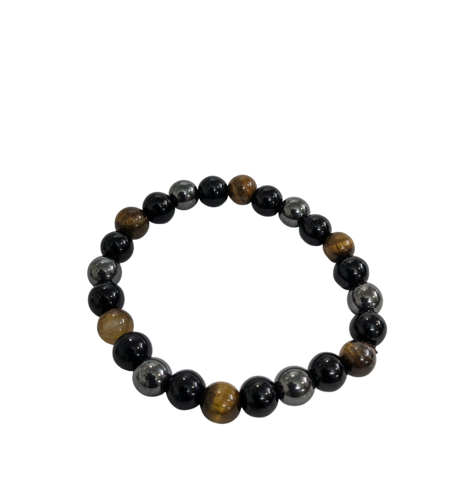 Triple Protection Bracelet for Women Men's Gifts - Protection Healing Crystal Bracelet - 8mm Gemstone Beaded Adjustable