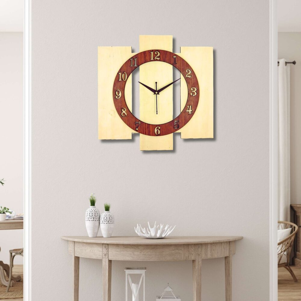 Wooden Silent Non-Ticking Wall Clock for Home Stylish Latest Designer Wall Clock for Home Living Room Bedroom Office Hall