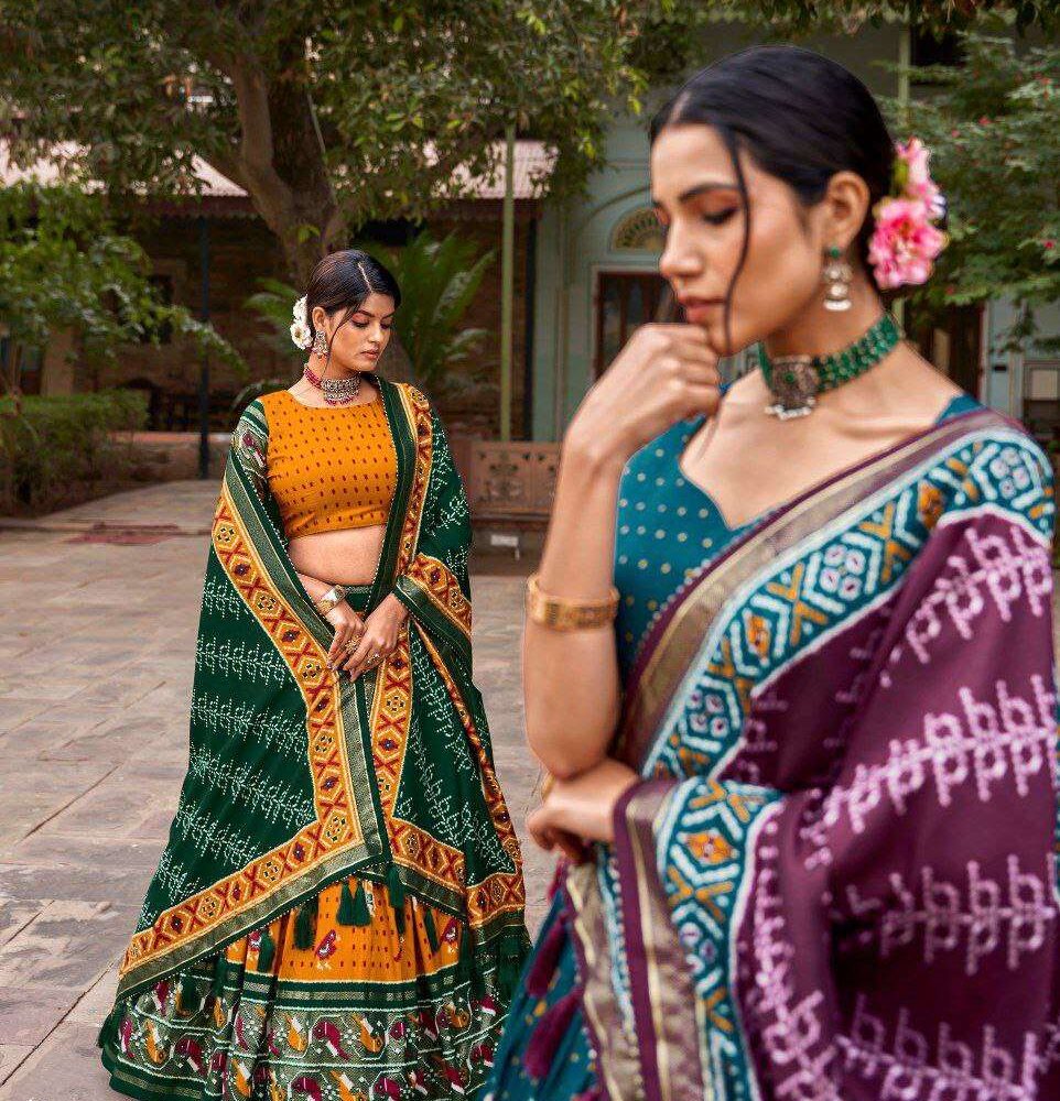 Women's Traditional Printed Lehenga Choli Set with Bandhani Dupatta ? Festive & Navratri Wear