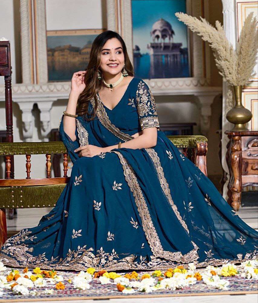 Women's Embroidered Lehenga Choli with Net Dupatta ? Festive & Wedding Wear Set