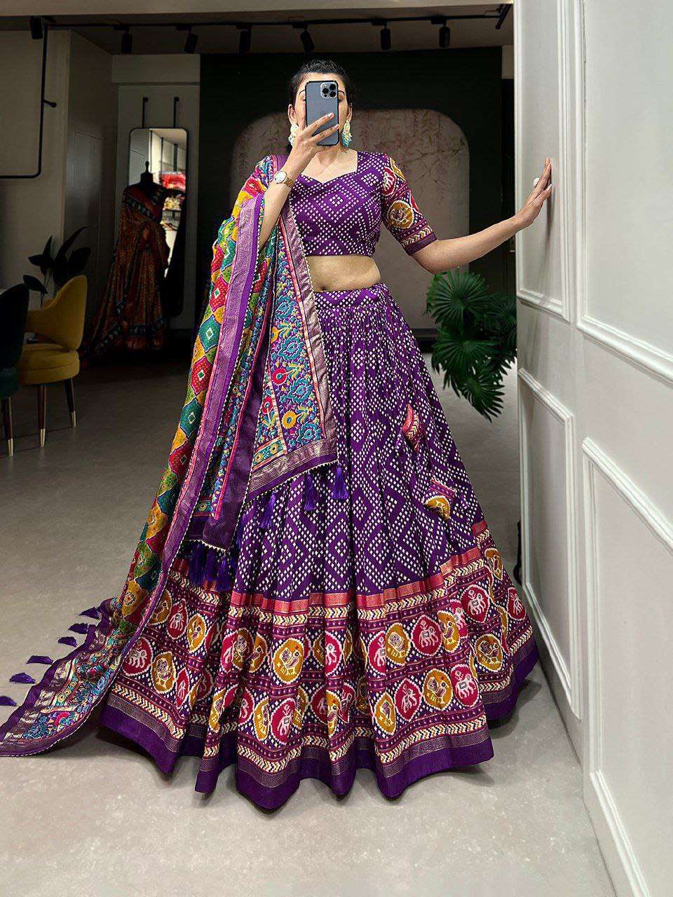 Women's Patola Print Lehenga Choli with Dupatta ? Traditional Gujarati Style Festive Wear - Image 7