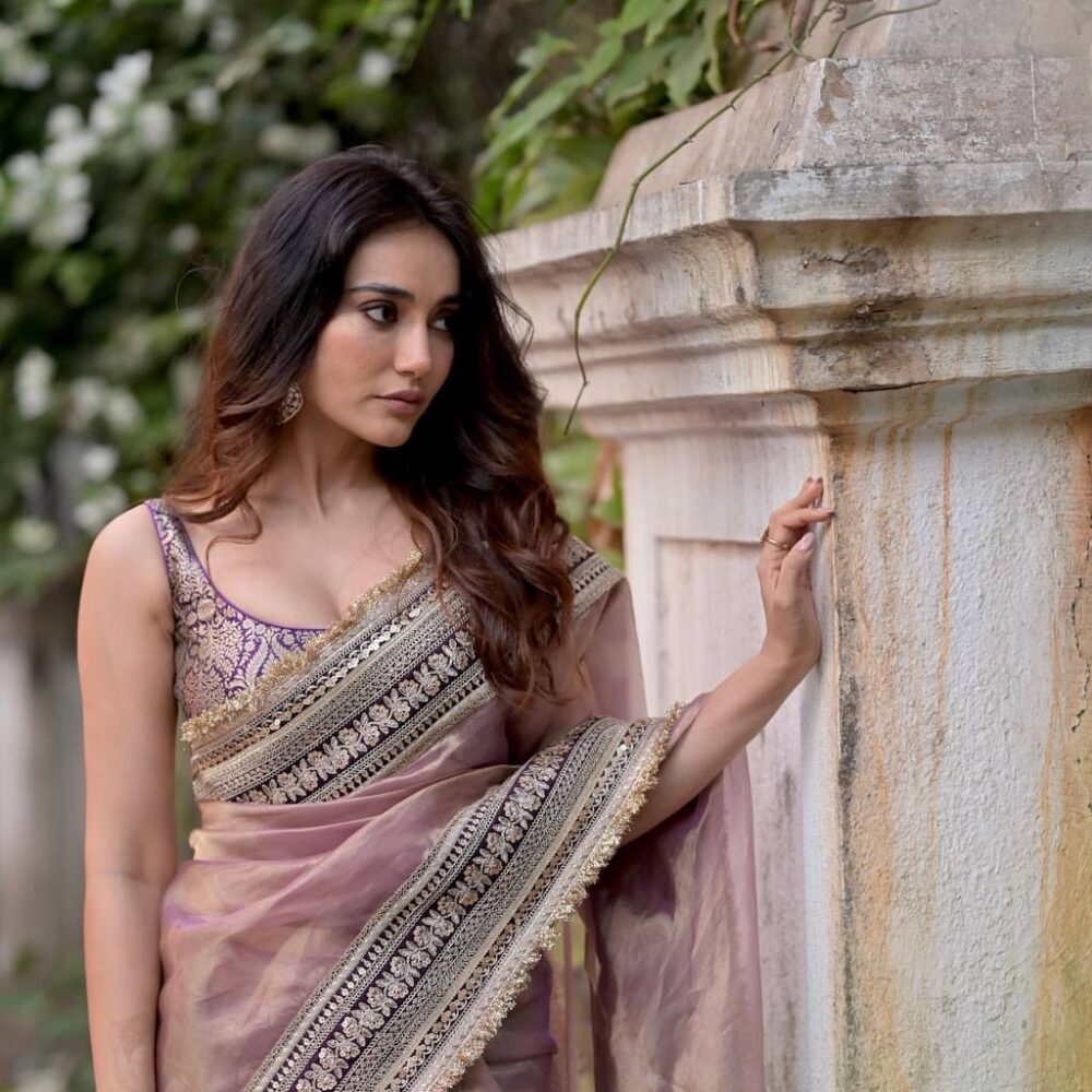 Women's Luxurious Mauve & Purple Art Silk Saree with Intricate Golden Zari & Broad Embroidered Border – Complete with Brocade Blouse for Festive & Wedding Wear