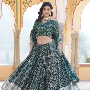 Designer Pure Viscose Jacquard Lehenga Choli with Sequins Dupatta